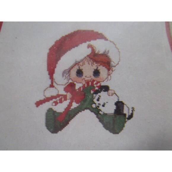 Wee Winsomes Willies Bib Christmas Cross Stitch Kit Elf Puppy Dog 1984 New - Picture 2 of 9